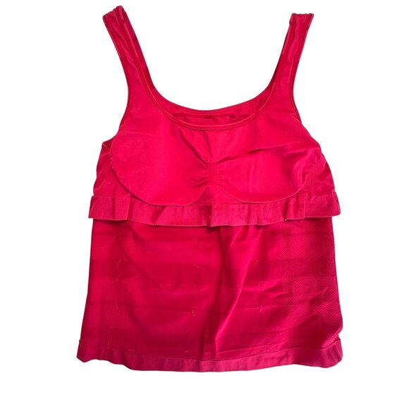 VTG Champion Double Dri Womans Large Stretch Red Striped Tee Tank Top w/ Bra USA - Picture 2 of 10